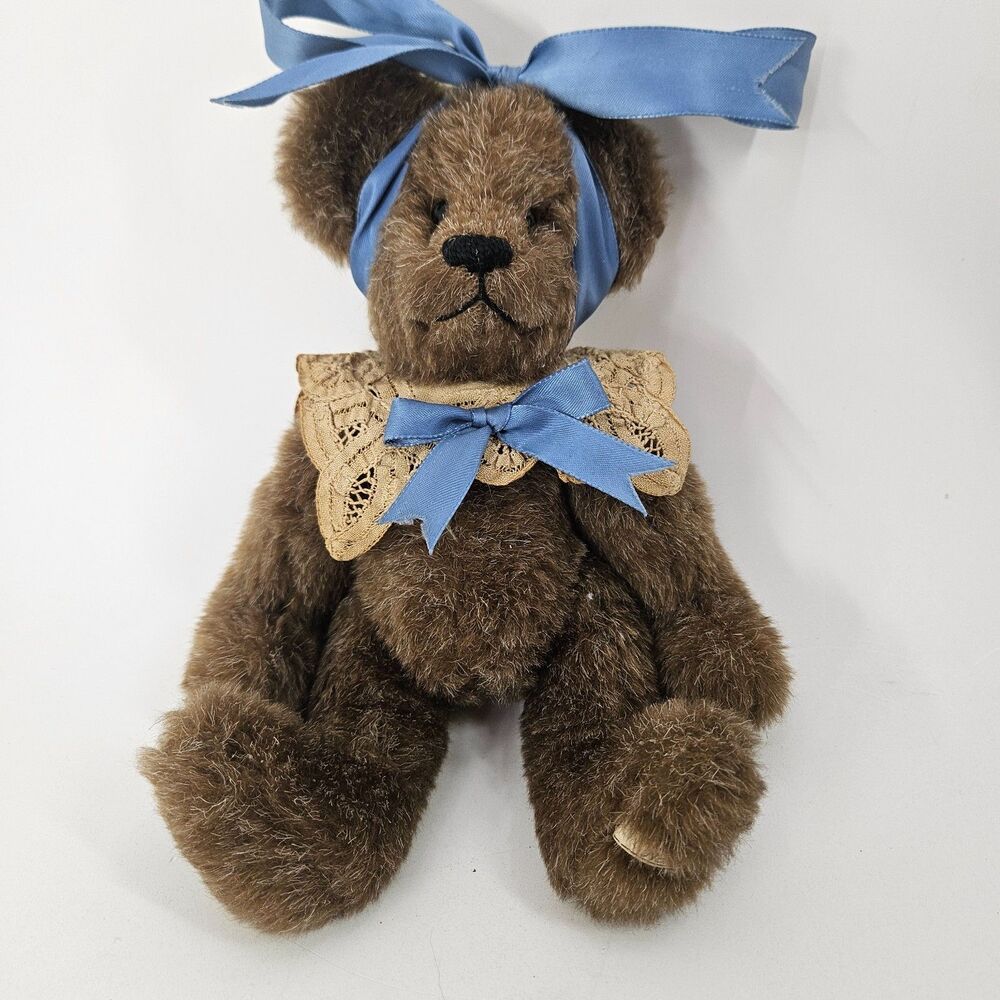 Vintage 1980s Nona Pebworth Handmade OOAK 10" Plush Bear Stuffed Animal VTG